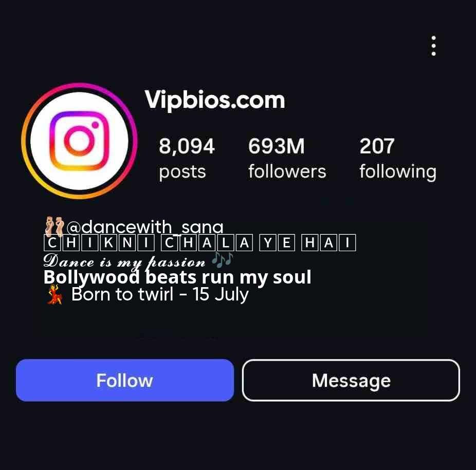 Dancer Bio for instagram