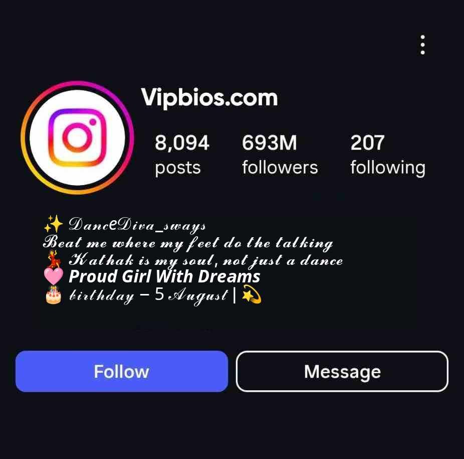 insta bio for dancer girl