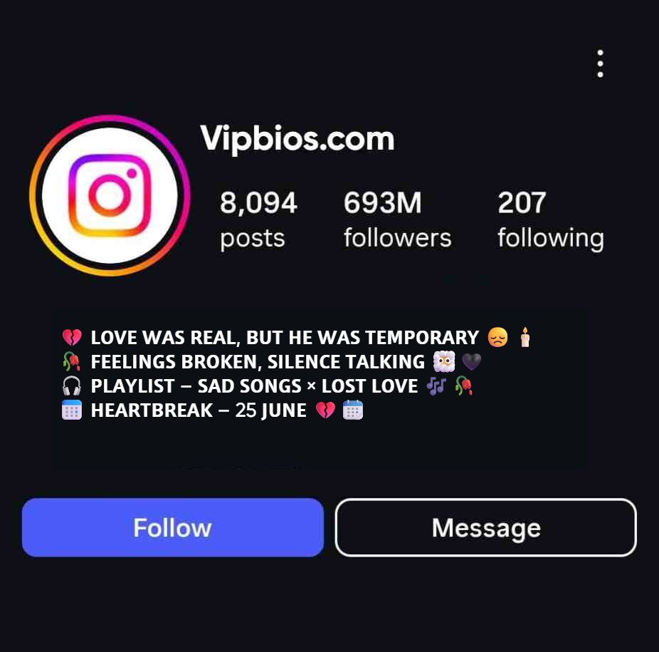 Stylish Instagram Broken Heart bio