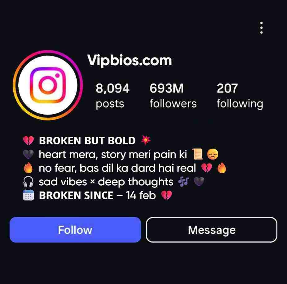 Stylish Heart Broken Bio in English