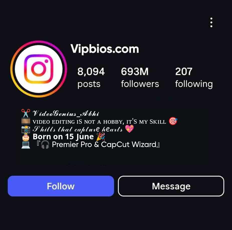 Video Editor insta bio