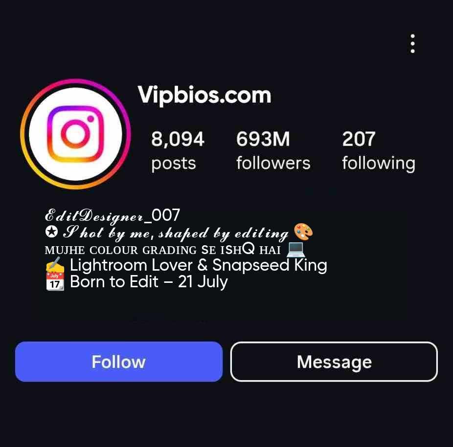 stylish editor Bio insta