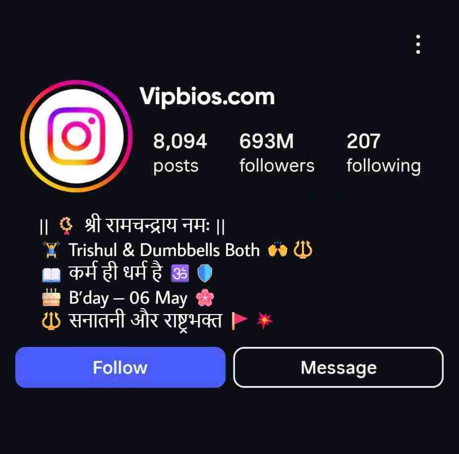 Stylish Hindu Bio For Instagram