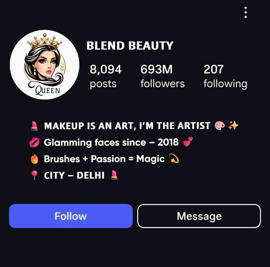 Professional Makeup Artist Instagram Bio For Girls