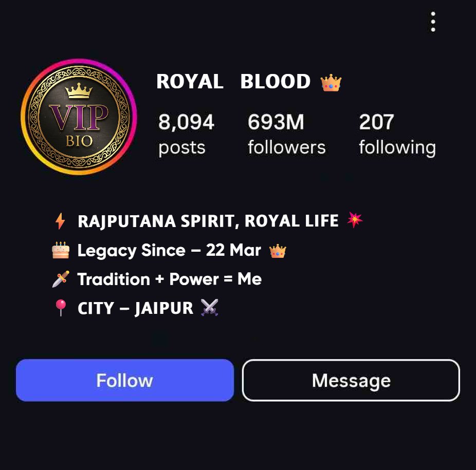 Rajputana Royal Lifestyle Instagram Bio