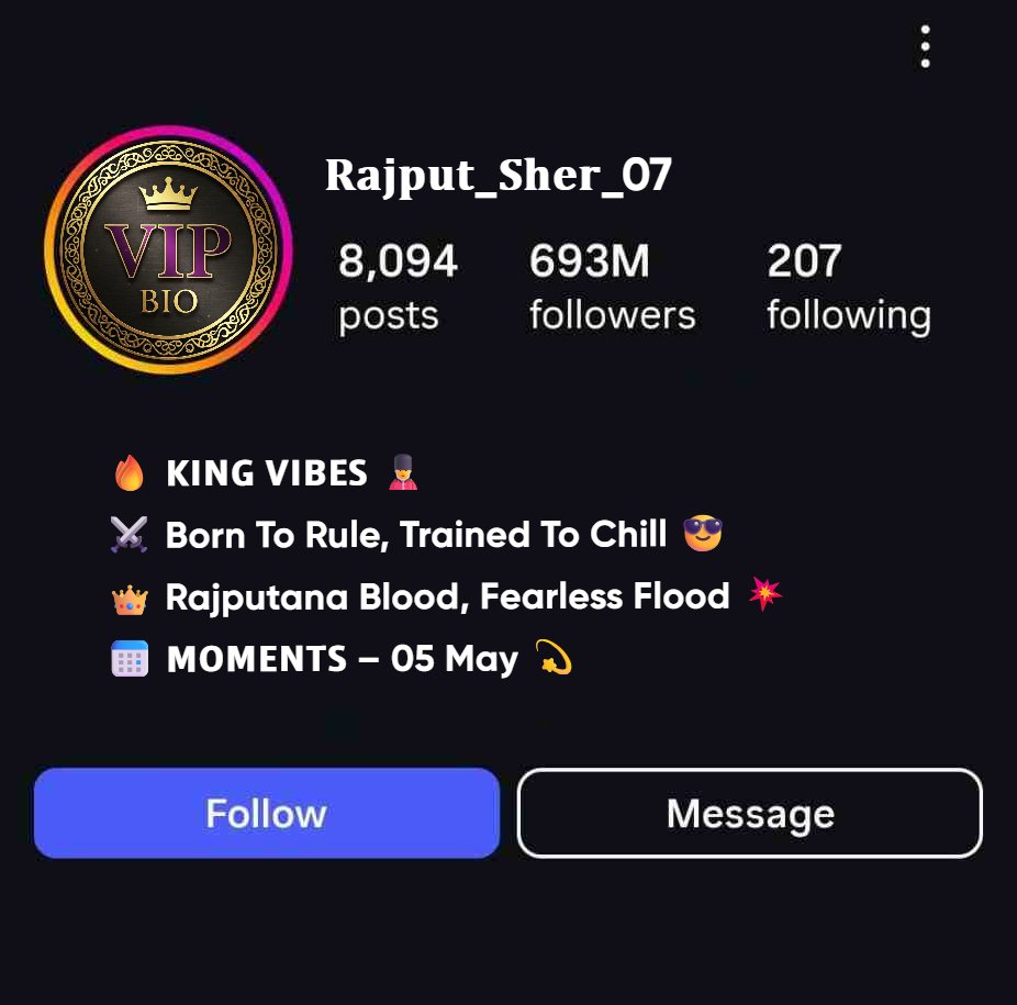 Rajputana Royal Swag Instagram Bio