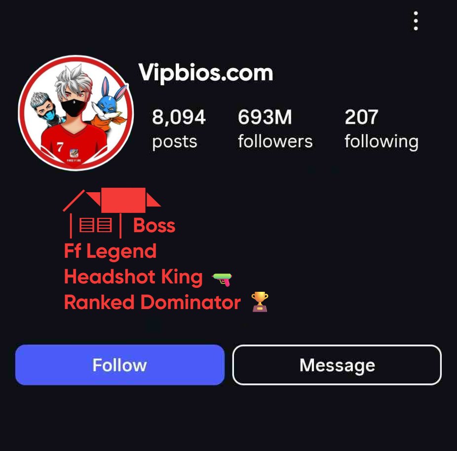 Free Fire Bio Code For Instagram